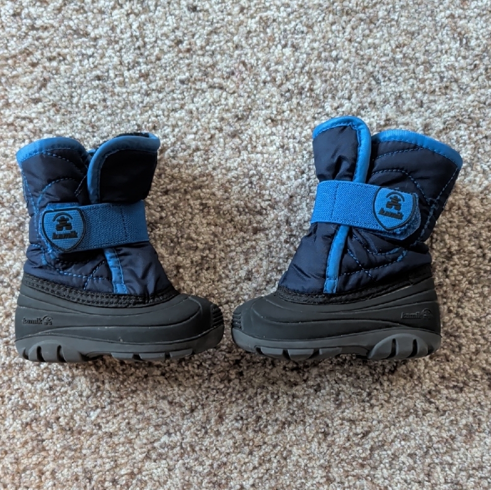 Kamik Black and Blue Kids Snow Boots